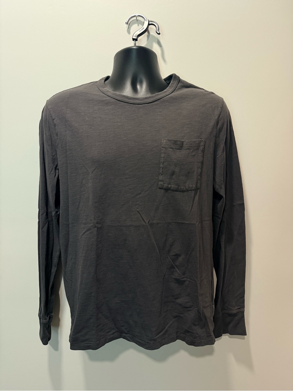 J. Crew Men's Long-Sleeve Pocket Tee in Charcoal Gray
